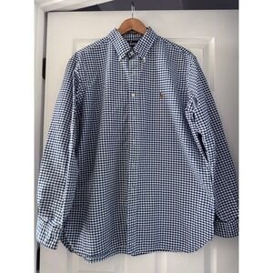 Ralph Lauren Gingham Blue Button Down Shirt Preppy